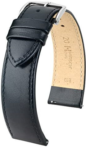 HIRSCH XL Herren Uhrenarmband Rindboxleder Modell Osiris 20 mm Schwarz