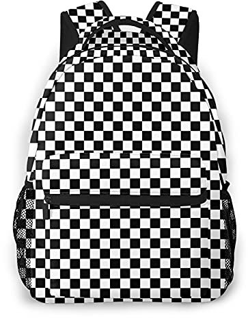GregTins Rucksack / Rucksack, kariert, Schwarz / Weiß, schwarz, Einheitsgröße, Daypack Rucksäcke