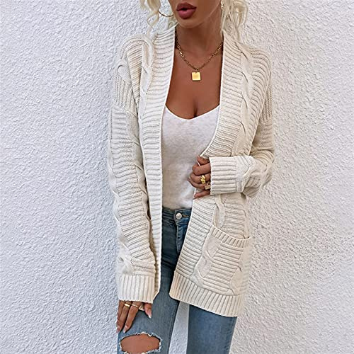 Women's Cable Knit Cardigan Long Sleeve Chunky Sweater Jacket