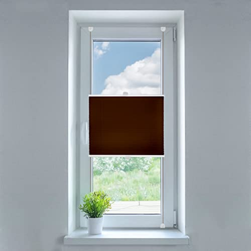 SN Deco - Plissee Klemmfix, ohne Bohren TG-17 braun | Lichtdurchlässig | Crushed Look | Sonnenschutz (90x130 cm)