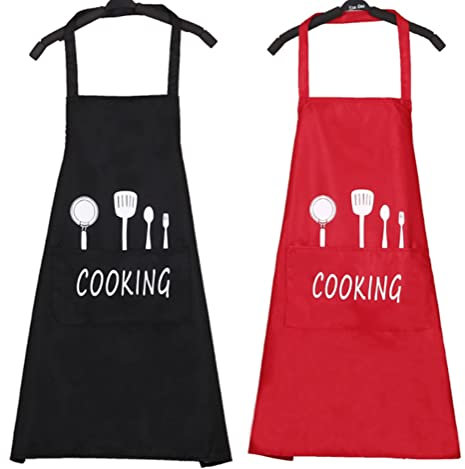 AstarFavor 2 Piezas Delantales de Cocina Impermeables con Bolsillos,Delantal de Barbacoa,para Parrilla de Jardín, Restaurante,Cocina, Ajustables para Hombre y Mujer