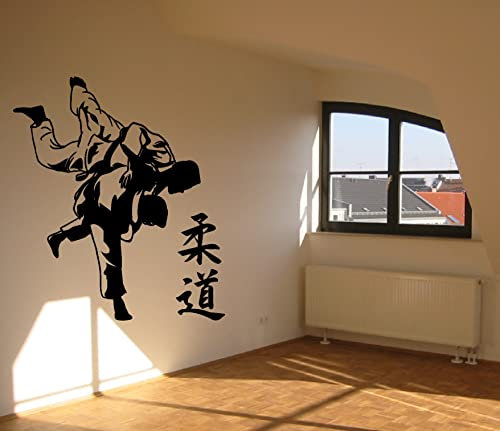 Wandaufkleber: Judo, Kampfsport mit Kanji-Schriftzeichen' //Farbe und Größe (Schwarz - 520 mm x 450 mm)
