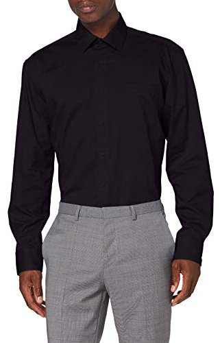 JP 1880 Hommes Grandes Tailles L-8XL Chemise Coupe Droite, Manches Longues Noir 7XL 713989 10-7XL