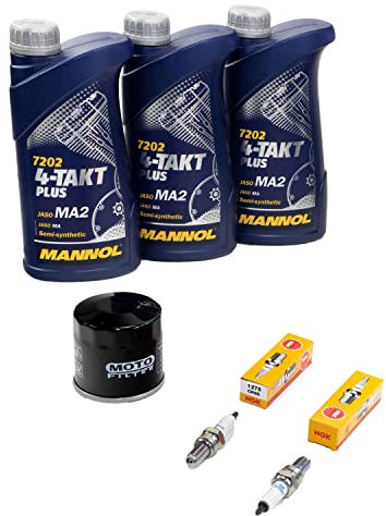 Wartungspaket Öl 3L + Ölfilter + Zündkerzen für Suzu ki SV 650 SV650 AV Baujahr 1999-2002