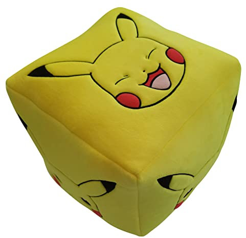 HÔMADICT - Pokémon Kissen – Pikachu Cube 6 Seiten – dekoratives Zubehör – weich und flauschig – Maße: 25 x 25 cm – offizielles Pokémon-Lizenzprodukt, quadratisch, Zitronenbaum