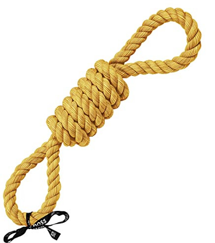Ebi, Tug Life-Seil, 2 Schlaufen, 65 cm, Gelb, mit Schnalle zum Apportieren und Ziehen, Baumwolle, fest gedreht, gemischte Farbe, Gelb, bis zum Herzen trägt zu gesunden Zähnen und Zahnfleisch bei