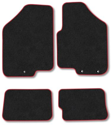 Kia Soul (2011-2014) Car Mats Accessories Tailored Fit Carpet Floor Mats Non Slip Red Trim Accessory Compatible Front Rear Set Anti Slip Backing Custom Fit Hand-Finished Full Coverage Clips