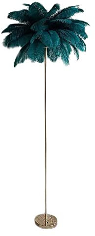 REVIOX Lampadaire Palmier, éLéGant Lampadaire Plume D'Autruche Naturelle, Lampe De Chevet Chambre Princesse Romantique, éClairage DéCoratif (Vert,63inX23.6in)