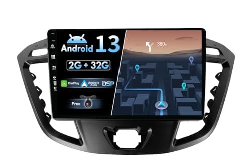 BXIYER Android 13 IPS Car Stereo Fit Ford Tourneo/Ford Transit Custom (2013-2021) - Wireless Carplay + Android Auto - 2G+32G - Rear Camera FREE - 9 Inch 2 Din - Steering Wheel WiFi 4G DAB Fast-boot