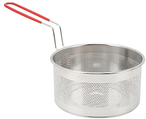 Panier à friteuse rond en acier inoxydable avec poignée pour frites, rondelles d'oignon et poulet (taille M 18 cm)