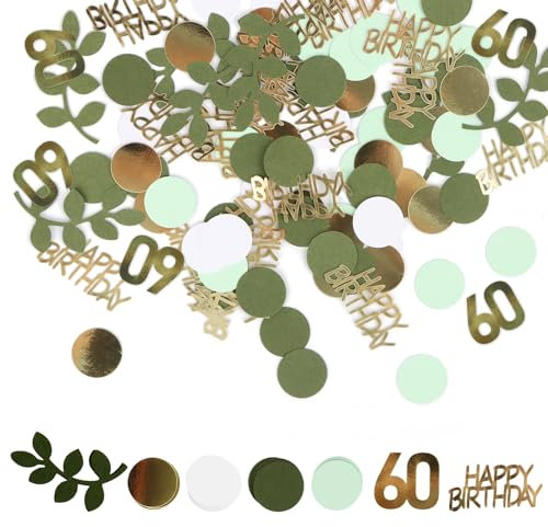 Konfetti Grün Gold, 400 Stück Verlobungsfeier Tischdekoration, Love Thema Party Konfetti Grün Tischstreuer für Party Geburtstag Hochzeit Kinderzimmer Tischplatte Papierfetzen (60 Geburtstag)