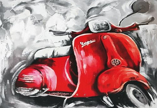 KUSTOM ART Dekorative Wandposter Serie Werbung Retro Vintage Roller Vespa Rot Kunstdruck auf beschichtetem Papier 42 x 30 cm ohne Rahmen