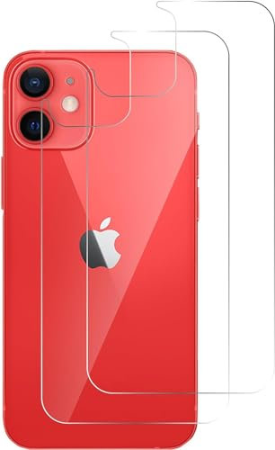QUITECO Rückseite Schutzfolie für iPhone 12 Mini [2 Stück] Schutz aus Gehärtetem Glas des Rückens