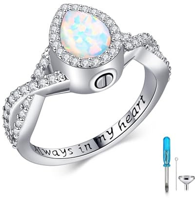 Opal Urne Ringe 925 Sterling Silber Urne Ring für Asche für Frauen Teardrop Urn Ring Halten Geliebten Menschen Asche Gedenk Schmuck Geschenke-57