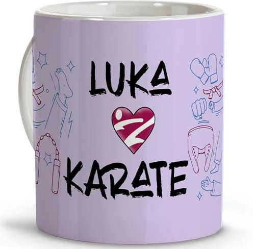LolaPix Taza karate. Regalo karateka. Artes marciales. Regalos para deportistas. Tazas originales para regalar. Tazas personalizadas. Taza cerámica 330 ml. Karate