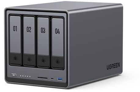 UGREEN NASync DXP4800, NAS desktop a 4 bay, CPU Intel N100 Quad-core, 8 GB di RAM DDR5, 32 GB eMMC, 2 * 2,5 GbE, 2 * slot M.2 NVMe, 4K HDMI, archiviazione collegata in rete (senza disco)