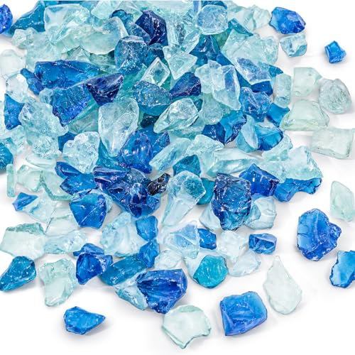 DomeStar 9 kg blaues Feuerschalenglas, zerkleinerte Feuerglassteine, Dekoration für Kamin, Hinterhof
