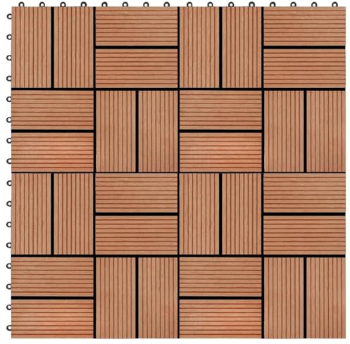 LAPOOH Baldosas de Porche de WPC 30x30 cm 1 m² Color Teca 11 Unidades, Piscina Terraza, Suelo Madera Exterior, Tarima Exterior, Suelos Terraza, Suelo Jardin Exterior 45032
