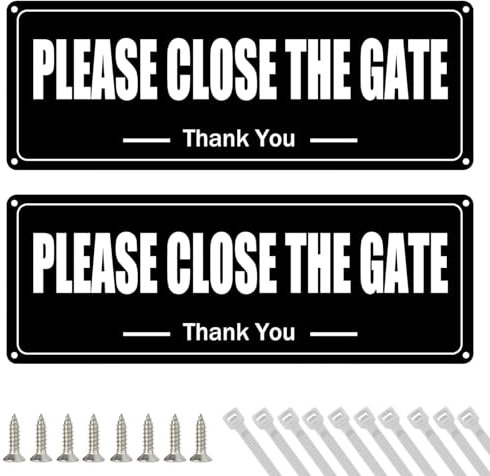 Rust Free Aluminium 2PCS Close the Gate Signs, Waterproof, UV Resistant for Outdoor Gate Wall Fence
