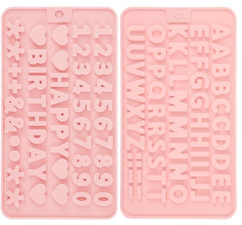 Chocolate Letter Moulds, 2Pcs Silicone Alphabet Number Cake Mould for Decorating, Fondant and Chocolate Bar DIY Baking