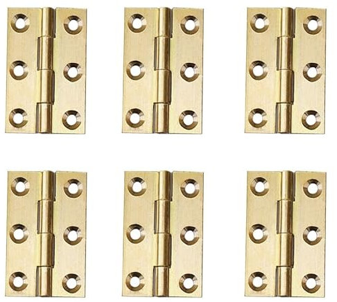 6Pcs Door Hinges,Heavy Duty Brass Folding Hinges for Gate,Window,Drawer 1.5inch Brass