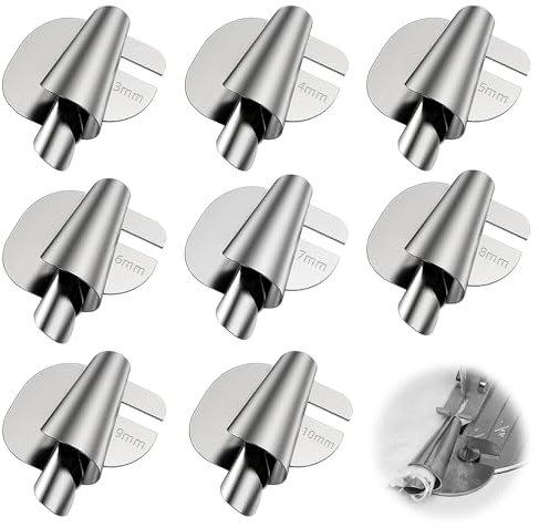 Riiosyu 8 Stück Rollsaum Nähfuß, Universal Nähen gerollt Hemmer Fuß Magnetische Nahtführung Breite Schmale Nahtführung Rollsaum-Nähmaschinen-Nähfußsatz für Heimgebrauch Gewerblich (3mm-10mm)