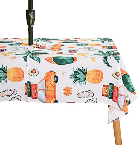 Waterproof Outdoor Tablecloth with Umbrella Hole Ideal for Garden Parties and BBQs
