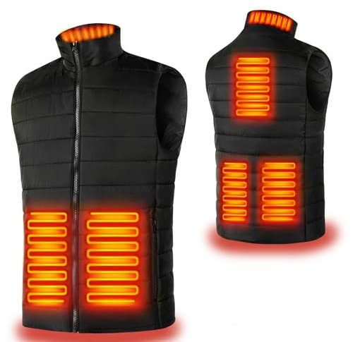 Aunus Men's Lightweight Gilet,Heated Gilet Heated Vest for Men,Windproof Heated Jacket,Unisex Heated Body Warmer with 3 Heating Levels for Running Hiking Horse Riding(sizing runs small