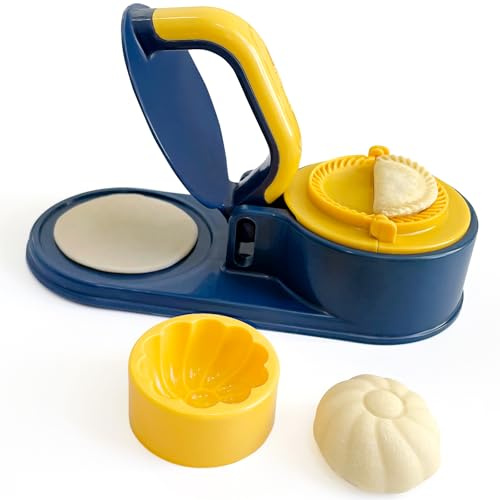 3 in 1 Dumpling Maker Machine for Adult Kids, Dumpling Skin Maker Dumpling Moulds, Home Manual Dumpling Making Tool, Happy & Easy to Make Dumplings for New Year (Blue)