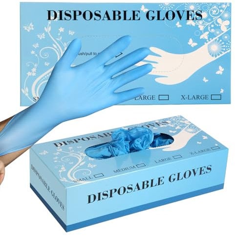Azwok 6 Mil Blue Nitrile Disposable Gloves, Latex-Free, Powder-Free, Ideal for Cooking, Mechanics, Cleaning (Large (100-Count))