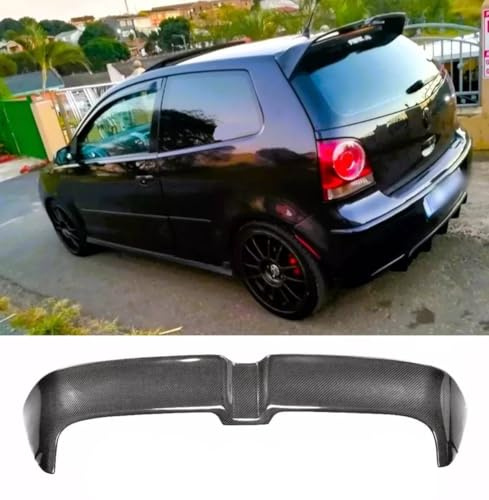 For Auto Perfectionists UK Rear Roof Spoiler Compatible With VW Polo MK4 9N 2001-2009 OT Style ABS Carbon Fibre