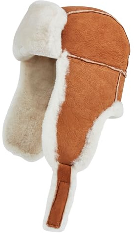 Infinity Leather Unisex B3 Russian Ushanka RAF Aviator Shearling Sheepskin Suede Trapper Flying Hat Tan