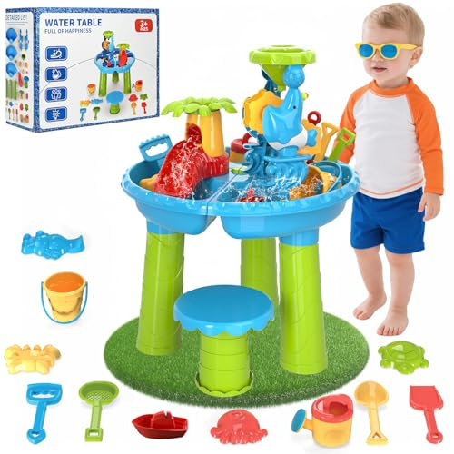 Diealles Shine Wasserspieltisch, Multifunktional Wassertisch Kinder Outdoor, Sand und Wasserspieltisch ab 1 2 3 4 Jahre, Wasser Spieltisch Kinder Outdoor Strand Sommer Aktivität