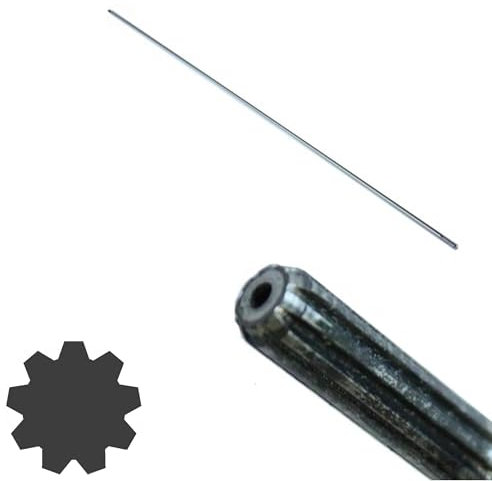 Pièce détachée d'origine Constructeur: Axe/Tige de Transmission 9 Dents de Chaque coté, Longueur 76 CM pour débroussailleuse ou Multifonctions, Important : Voir Dimensions sur Photos