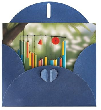 Blue KVCBUYK Sommer-Windspiel-Drucke Grußkarte aus hochwertigem Perlglanz-Papier für verschiedene Anlässe