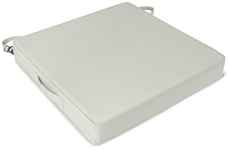 Amazon Basics Patio Chair Cushion, 22x22x3 inch, Beige, Water Resistant, 2-Pack
