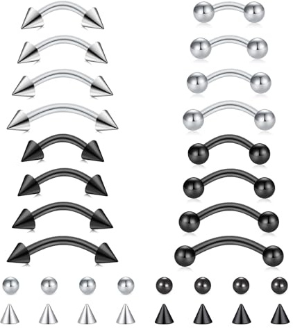 VFUN 16g 6/8/10/12mm augenbrauen/Rook/Snug/Vertical-Labret/Vch/Snake-Eyes/Anti-Tragus/Christina/Daith/Belly-Button/Bridge/Curved Barbell Piercing Schmuck Für Frauen Männer