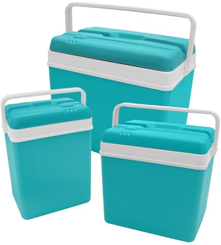 Daniel James Large Cool Box - 15L, 24L or 35L Insulated Cooler Box with Carry Handle & Lid for Ice Cold Food & Drink - Lightweight & Durable for Camping, Picnic & Travel (Turquoise, 15-Litre)