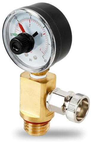 Fazvncv Válvulas de liberación de aire manual de latón con manómetro para sistemas de filtro de piscina, accesorio de mantenimiento de piscinas