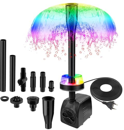 15W 800L/H Tauch-Teich-Brunnen pumpe mit LED-Leuchten, ultra ruhige Wasserpumpe, Teich brunnen pumpen für kleinen Teich, Koi, Garten, Aquarien, Fischtanks, Indoor-Außen brunnen