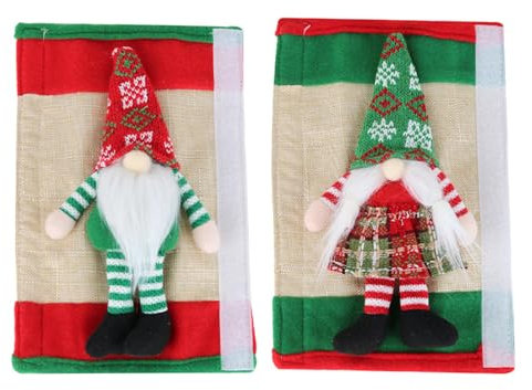 Uqezagpa Juego de 2 fundas navideñas para manija de puerta de refrigerador, poliéster suave, decoraciones para el hogar y la oficina