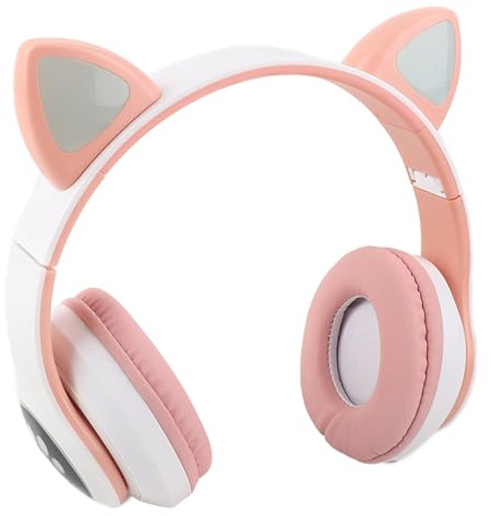 Jectse Rosa Gaming-Headset, Katzen-Ohr-Headset Mit Gülichtt, HiFi-Geräuten Geräuten Mit Geringer Verzögerung für Drahtlose Langstrocken-Gaming-Headsets für Computer Telefon