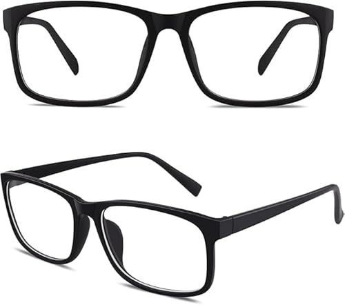 Zestjewel CN12 Fake Glasses Women Men Casual Fashion Square Clear Lens Glasses 100% UV400 Protection,Matte Black