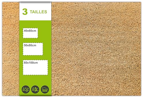 SQUATCH® | Paillasson d'Entrée Intérieur et Extérieur Abrité | Tapis Durable et Antidérapant | 100% Fibres Naturelles de Coco | Facile à Nettoyer | Collection Ruco (50x80cm)