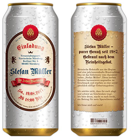 Lasergeschnittene Geburtstag Einladungskarten (30 Stück) - Bierdose in Weiß