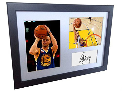 Kicks A4 signiert Stephen Curry Golden State Warriors handsignierten Basketball Foto Foto Bilderrahmen Geschenk, 30,5 x 20,3 cm