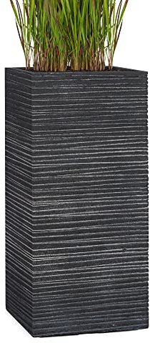 Pflanzwerk® Pot de Fleur Fibre de Verre Tower Groove Anthracite 60x28x28cm *Jardinière antigel* *Protection UV* *Qualité européenne*