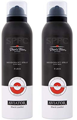 2 x Paris Bleu Aviator Black Deodorant Spray for Men 200 ml (400 ml)