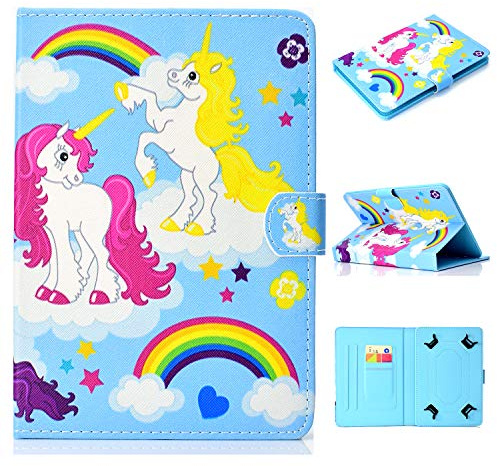 10 inch Tablet Case Cover, CaseFun Universal PU Leather Folio Cover Magnetic Stand Case Multi-Angle for All Andriod Windows Tablet 10inch Unicorn