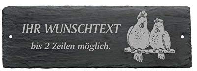Türschild HÜHNER - mit Wunschtext - aus Schiefer - 22 x 8 cm